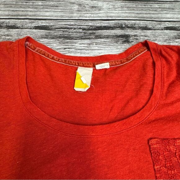 Anthropologie Knit Jersey Pocket Tee Orange Red Casual Top Women’s M - Picture 3 of 13